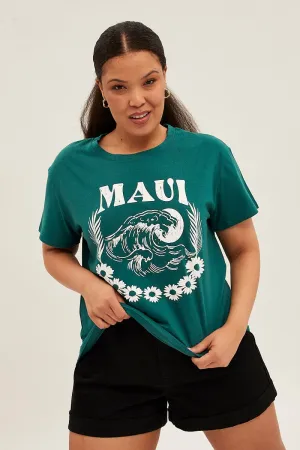 Green Graphic T-shirt Maui Cotton Sustainable Packaging