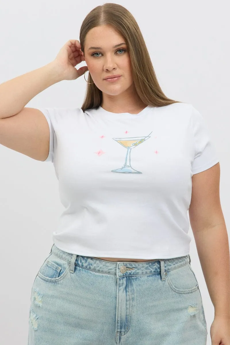 Feminine Appeal White Baby Tee Short Sleeve Crew Neck