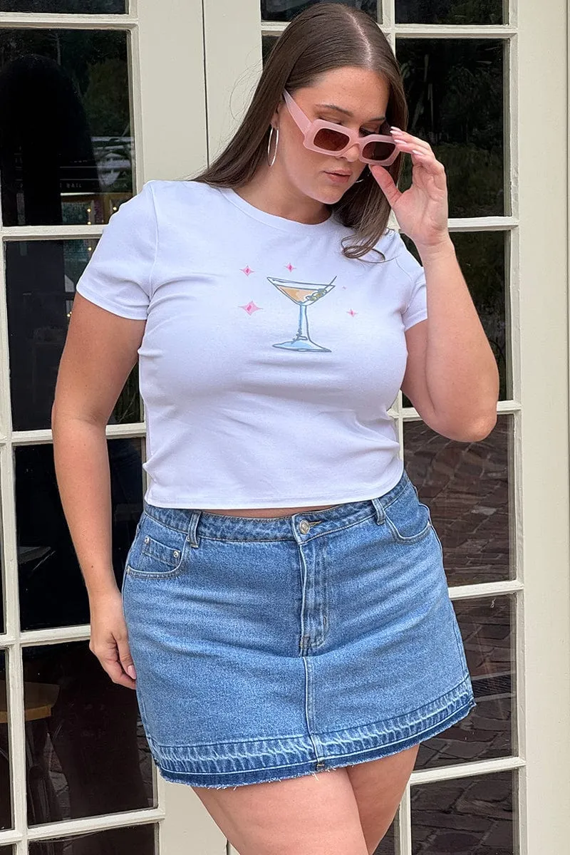 White Baby Tee Short Sleeve Crew Neck Street Style
