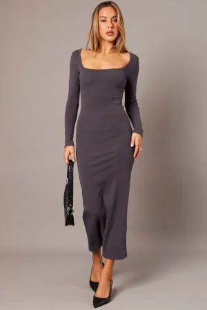 Grey Bodycon Dress Long Sleeve QuickRelease Fasteners fashionable blazer