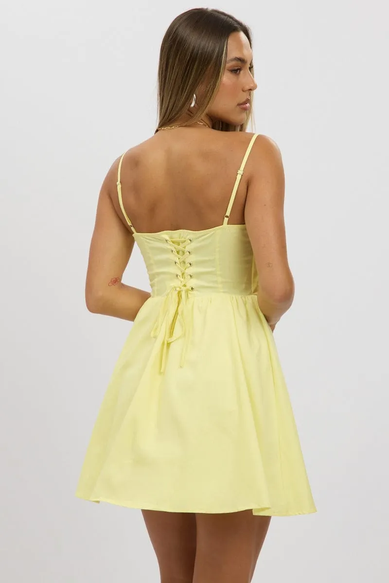 Crystal Soul Yellow Fit And Flare Dress Poplin Mini