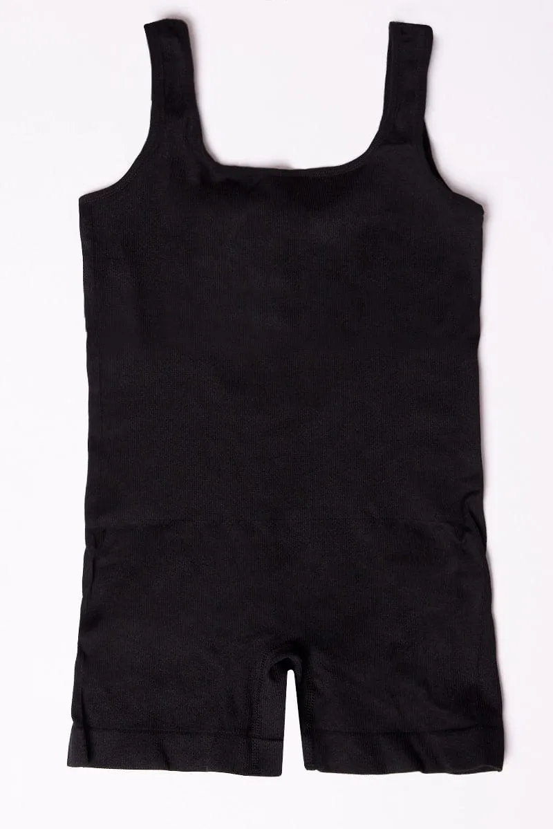 Black Seamless Sculpting Bodysuit Summer Skirt Opaque Core