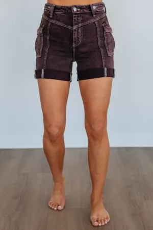 Asia KanCan Shorts - Burgundy Mood Match Elastic Waistband Design
