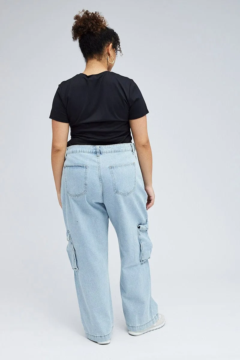 Denim Cargo Jeans High Rise classic clothing Bold Casual Friday