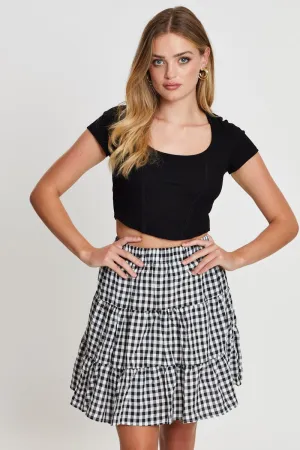 Check Flare Skirt Mini High Rise Curvy Fit