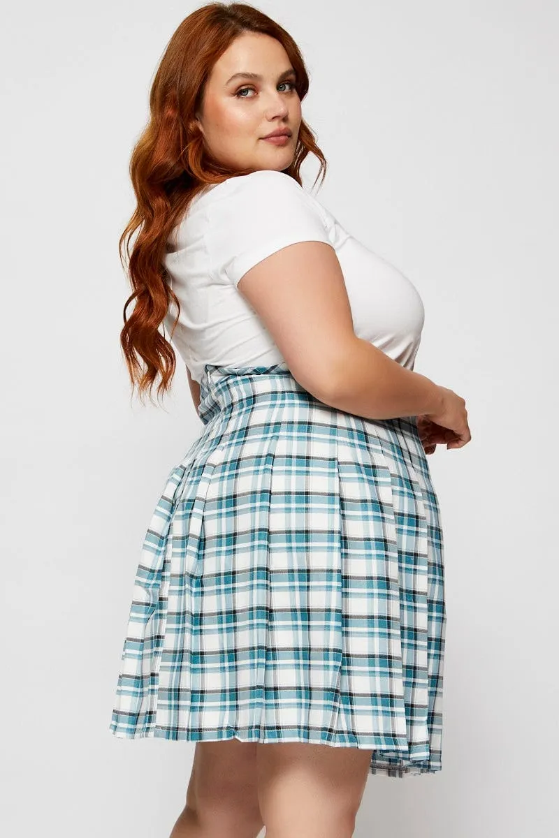 Check Mini Tennis Skirt Pleated Neutral Tone