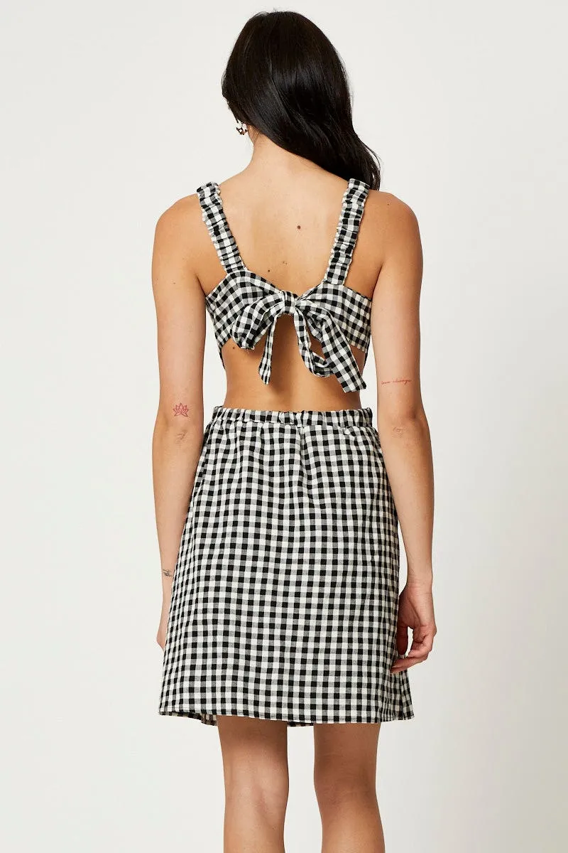Check Mini Dress Sleeveless Evening Party Light Mini for a night out