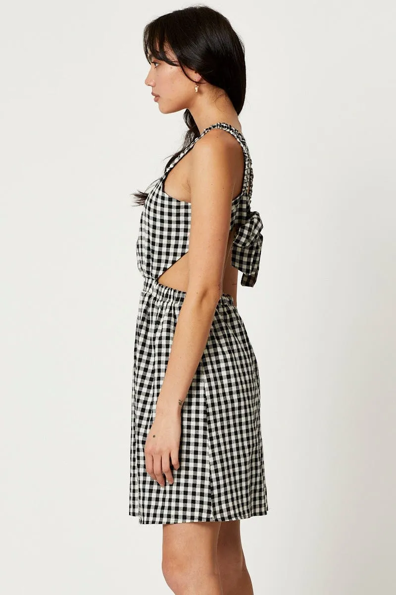 Check Mini Dress Sleeveless Evening Spice Core High Breathability