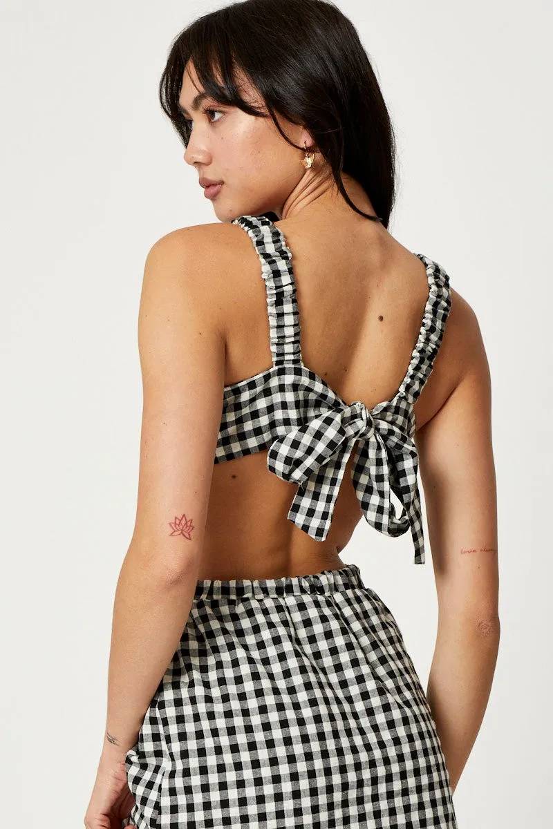 Glow Warm Check Mini Dress Sleeveless Evening