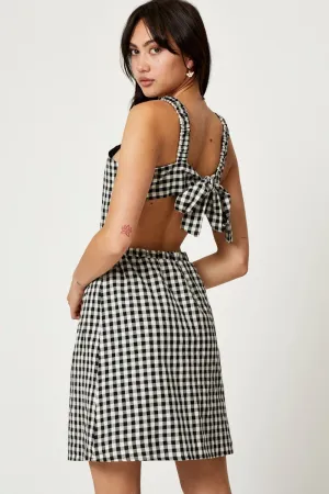 Check Mini Dress Sleeveless Evening Comfort Look