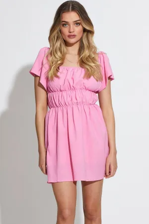 Smart Fit Look Pink Mini Dress Short Sleeve