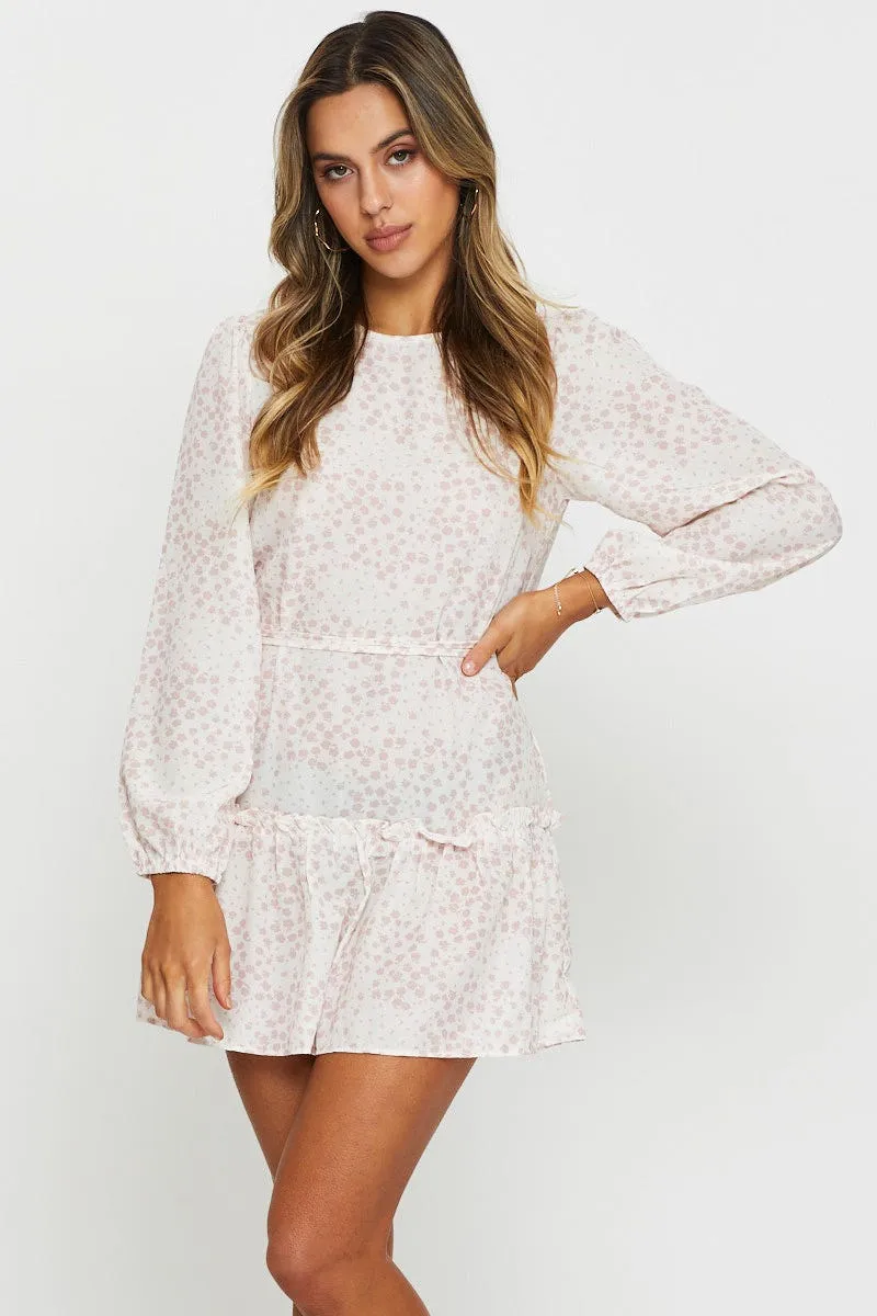 Travel Outfit Print Mini Dress Long Sleeve