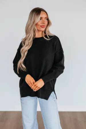 Odelia Oversized Sweater - Black Knitted Layer