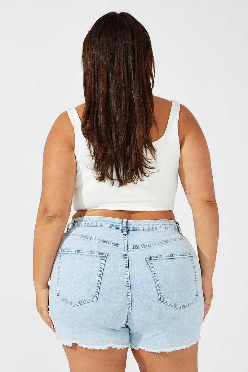 Global Edge Denim Skinny Shorts High Rise