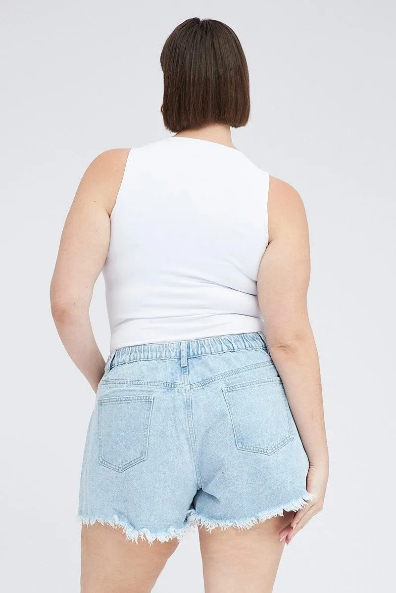 Denim Relaxed Shorts High Hise Zen Glow