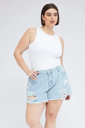 Denim Relaxed Shorts High Hise Coastal Chic
