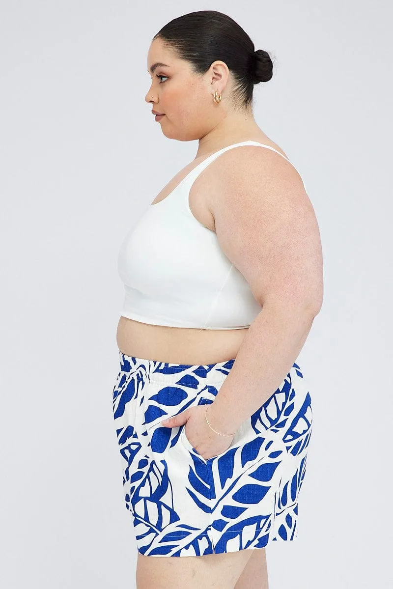 BiasCut Trims EcoFriendlyDyeProcess Blue Abstract Relaxed Shorts High Rise