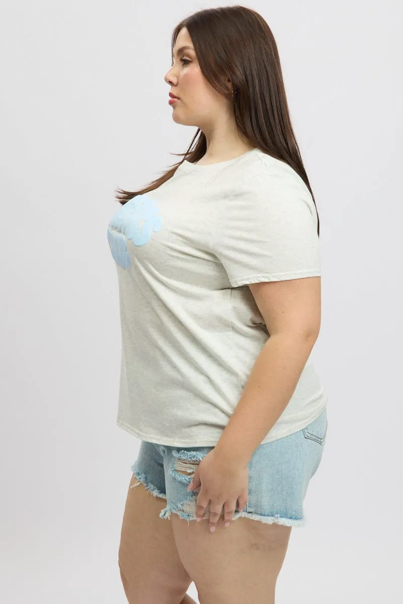 Grey Graphic T Shirt Short Sleeve Crew Neck Timeless Comfort Thermoregulating Fabric