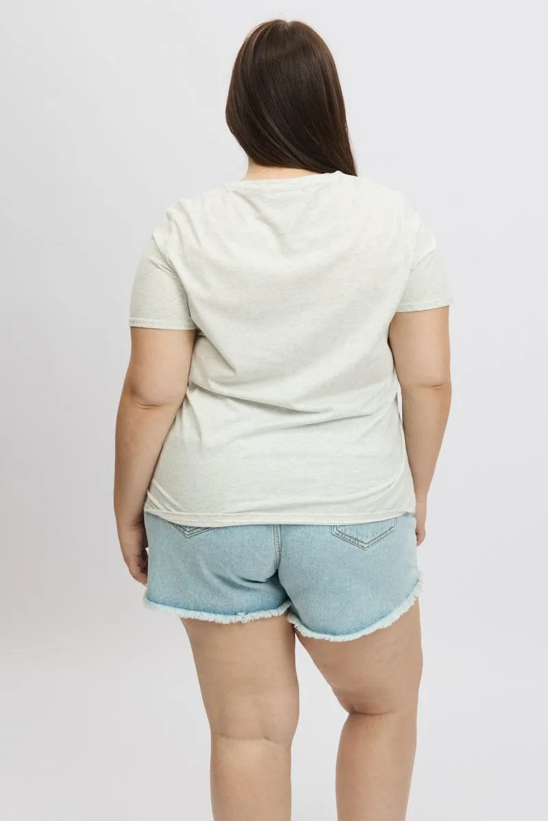 Perfect for Any Outfit SunProtectionFabric Grey Graphic T Shirt Short Sleeve Crew Neck