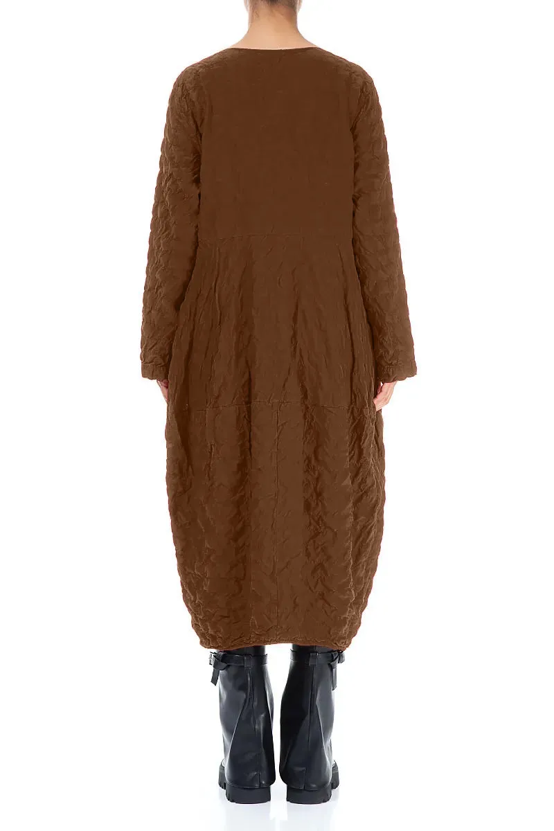 River Flow Ship Glow Balloon Aged Copper Pleated Silk Bamboo Dress