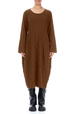 Tight Net Balloon Aged Copper Pleated Silk Bamboo Dress