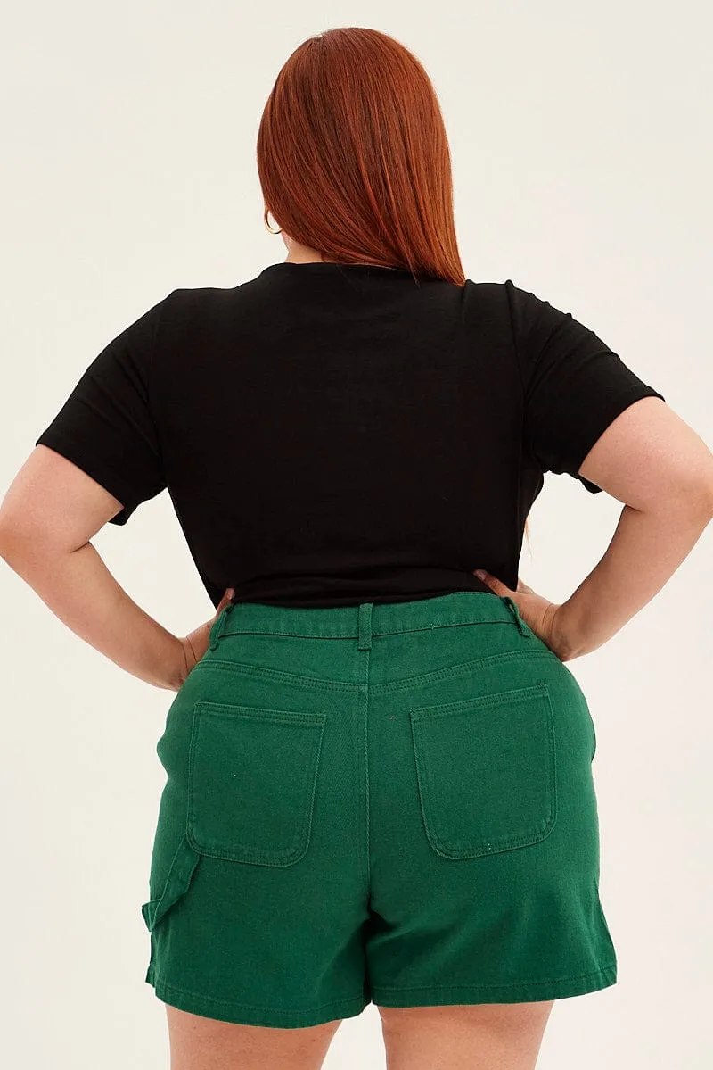 Black Bodysuit Short Sleeve Crew Neck Tough Core Meeting Ready