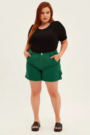 Black Bodysuit Short Sleeve Crew Neck Rain Fit EcoFriendlyMaterial