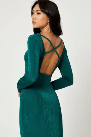 Trendy Jacket Green Slinky Jersey Bodycon Dress