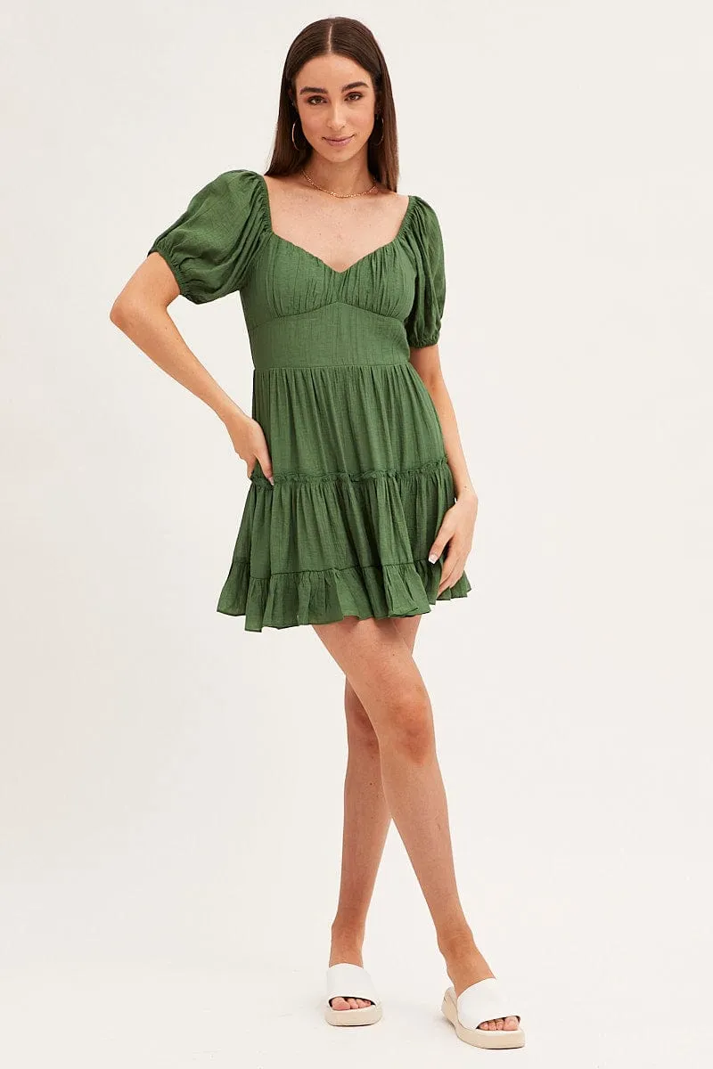 Training Fit Warm Hoodie Green Fit And Flare Dress Puff Sleeve Sweetheart Neck
