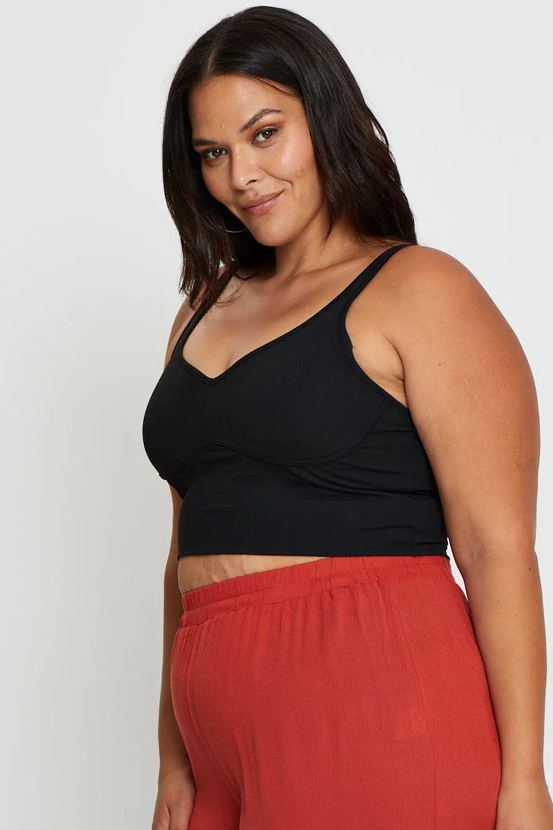 DurableStitching Black Tank Top Bust Seam Crop