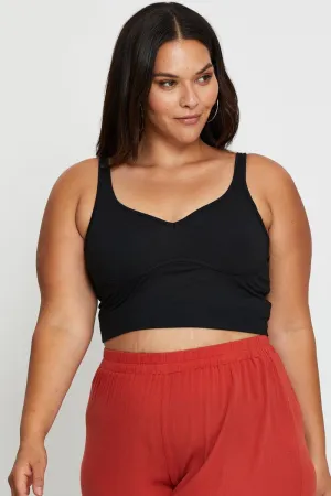 Active Look Black Tank Top Bust Seam Crop