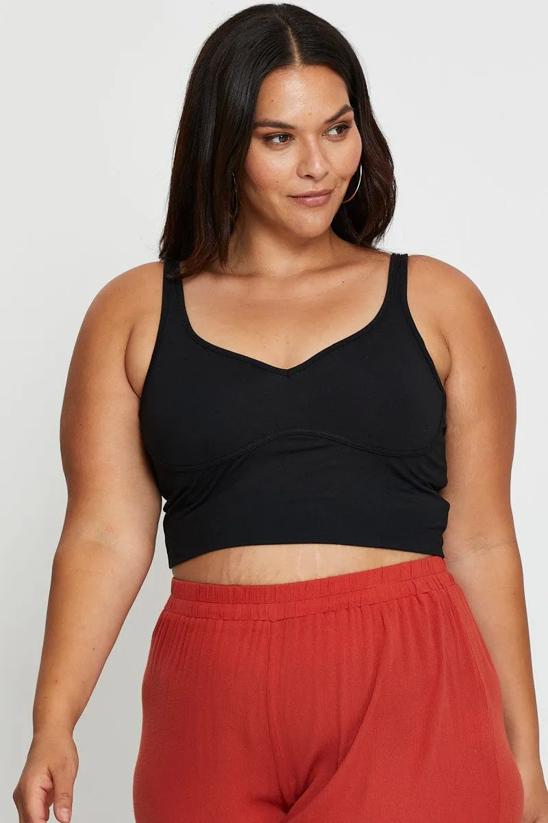 Active Look Black Tank Top Bust Seam Crop