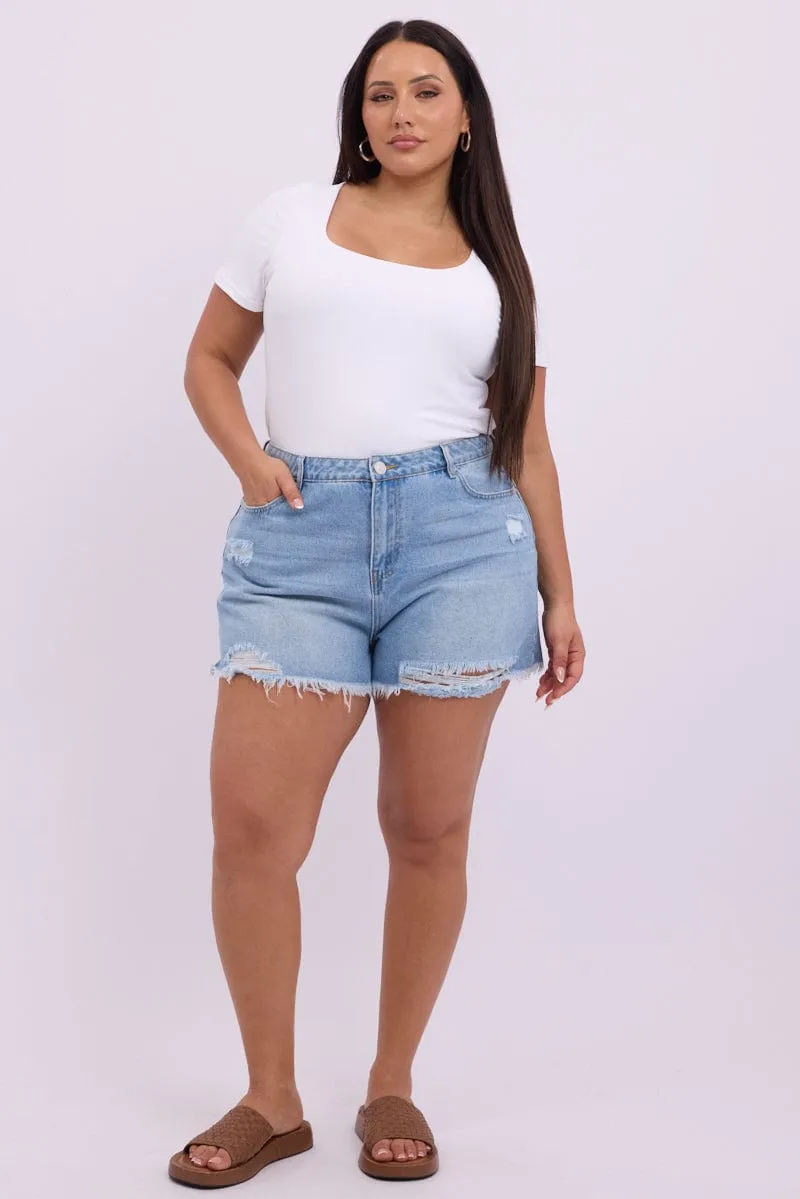 Boss Vibe Denim Relaxed Shorts High Rise