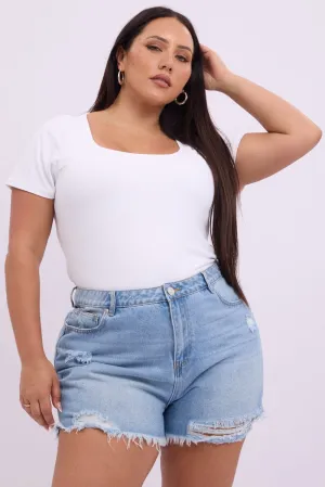 Denim Relaxed Shorts High Rise Craft Edge