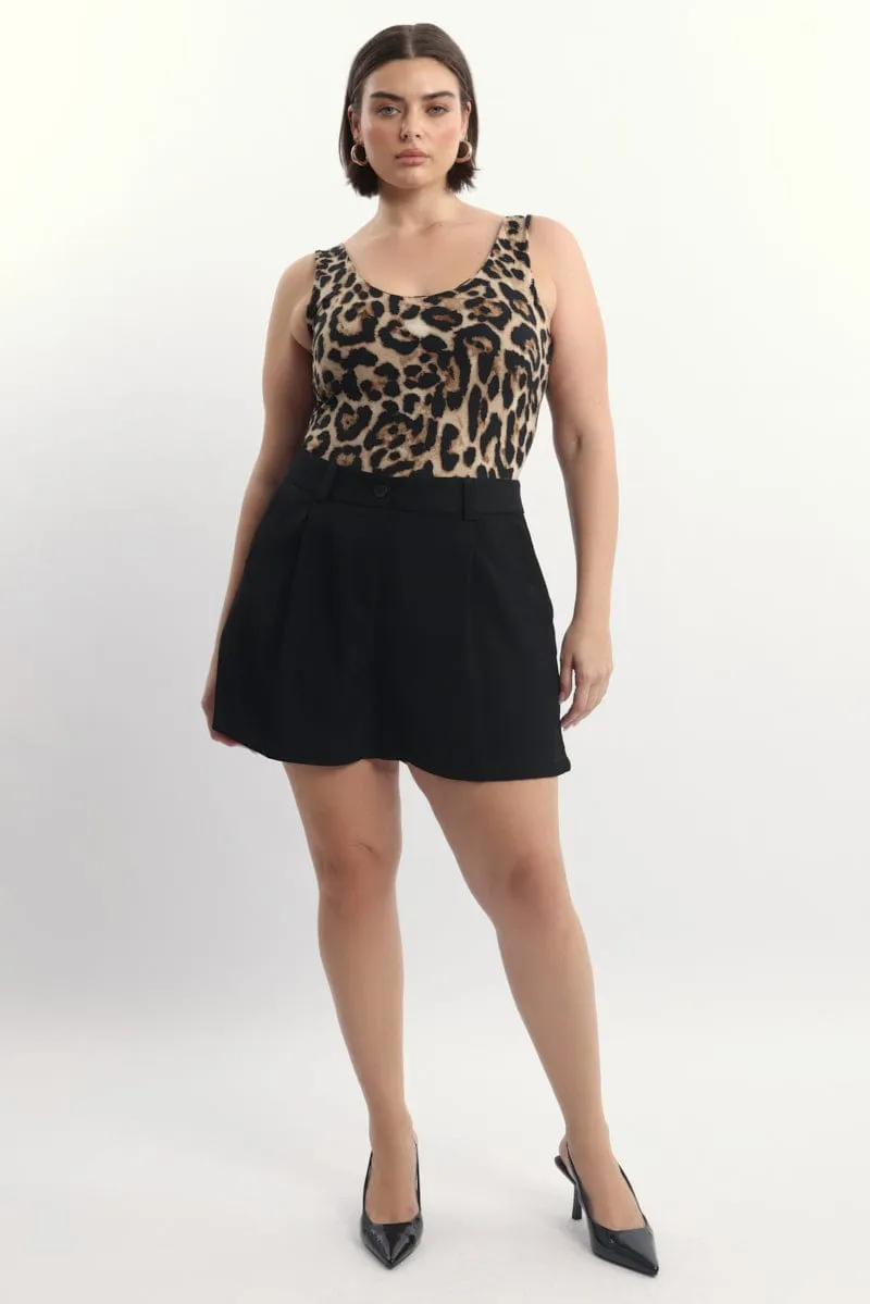 ZeroRestrictionMobility fresh start Brown Animal Print Bodysuit Sleeveless