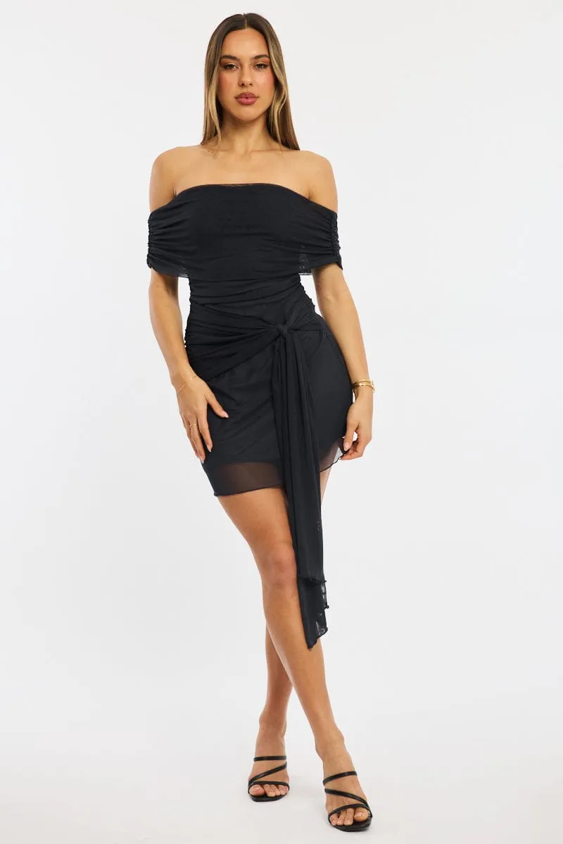 Grey Bodycon Dress Off Shoulder Mini LowMaintenanceFabric Ocean Air
