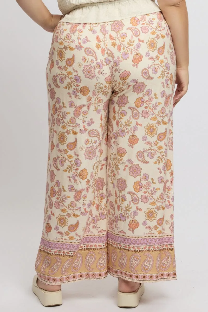 breath easy Essential Comfort Wear Beige Boho Tie Front Pants