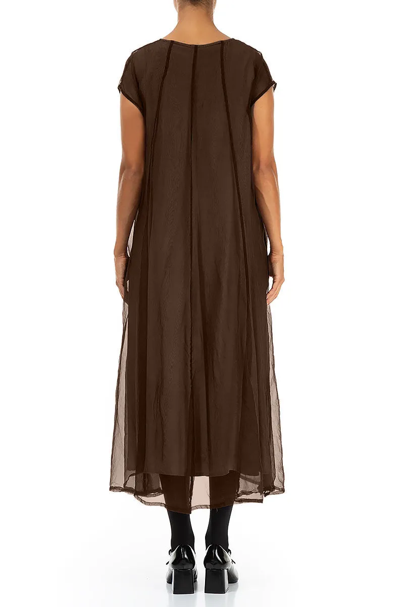 Aged Copper Silk Chiffon Dress Handmade Glow