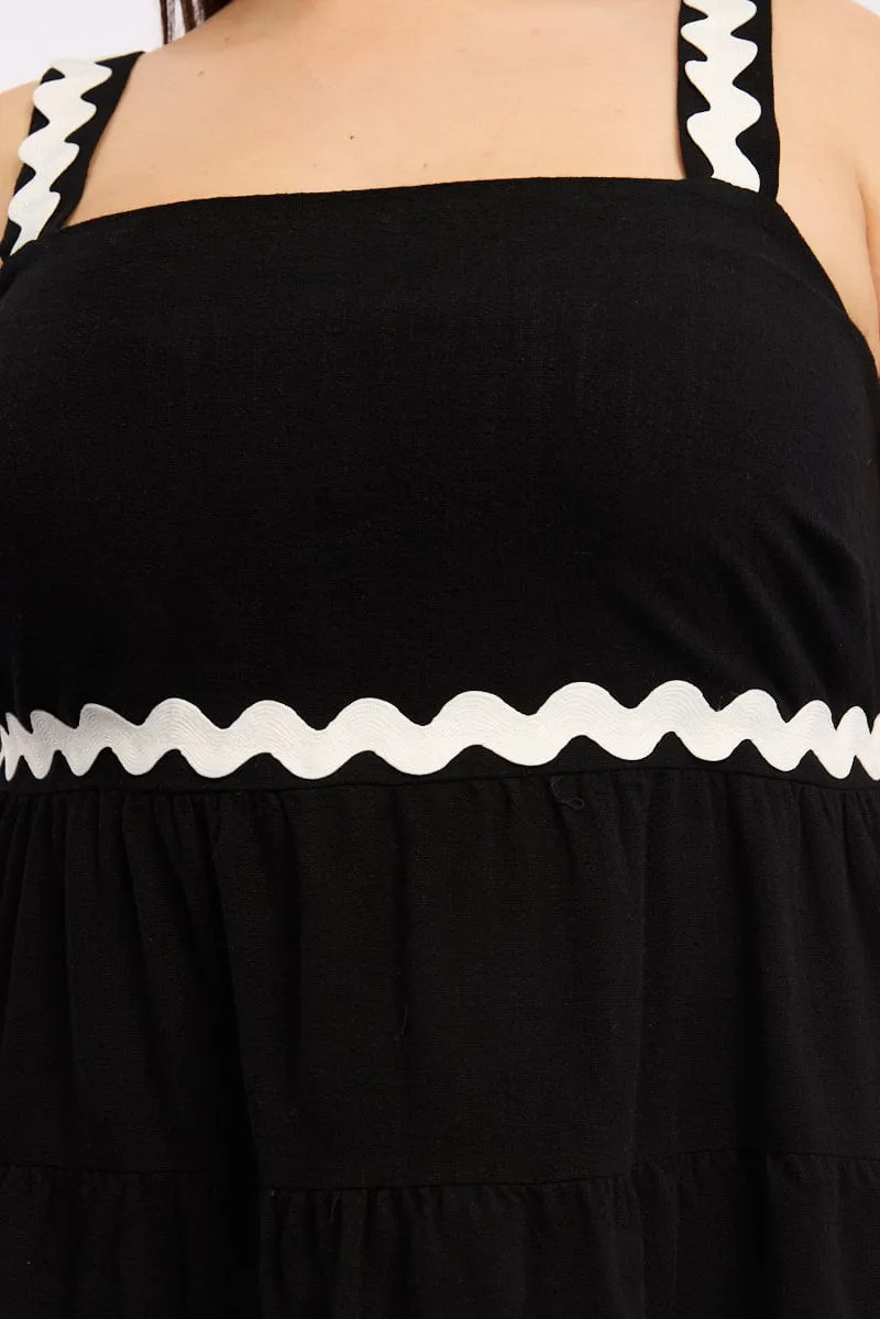 Black Smock Top Sleeveless Ric Rac Joy Mood