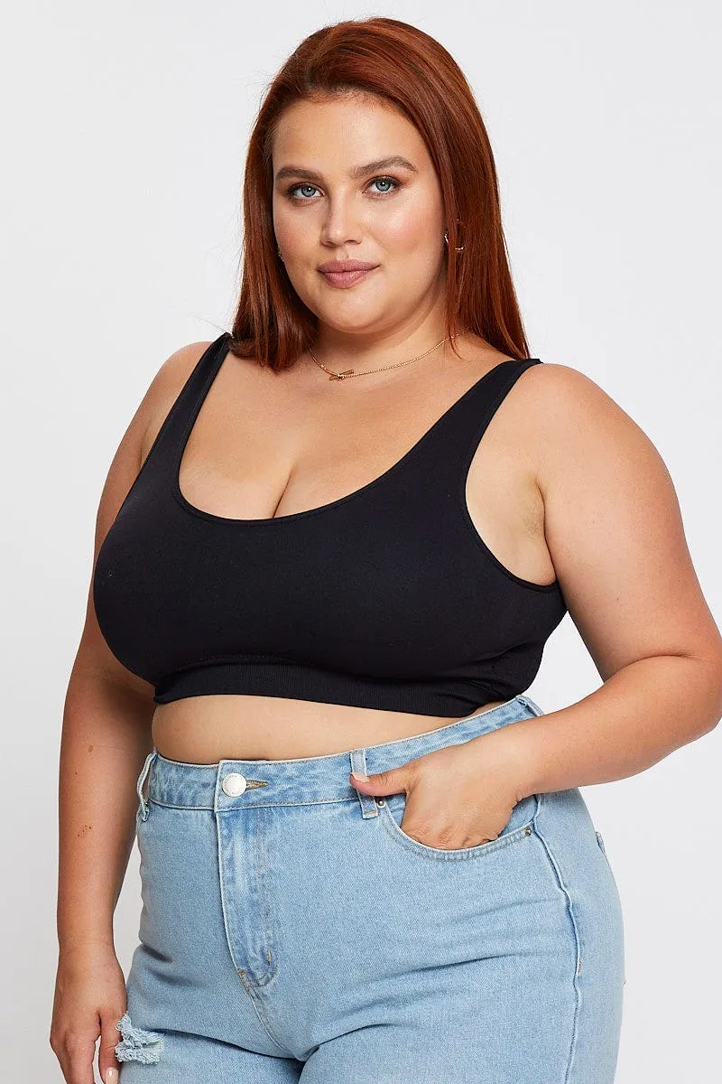 Black Crop Bralette Seamless Versatile Design