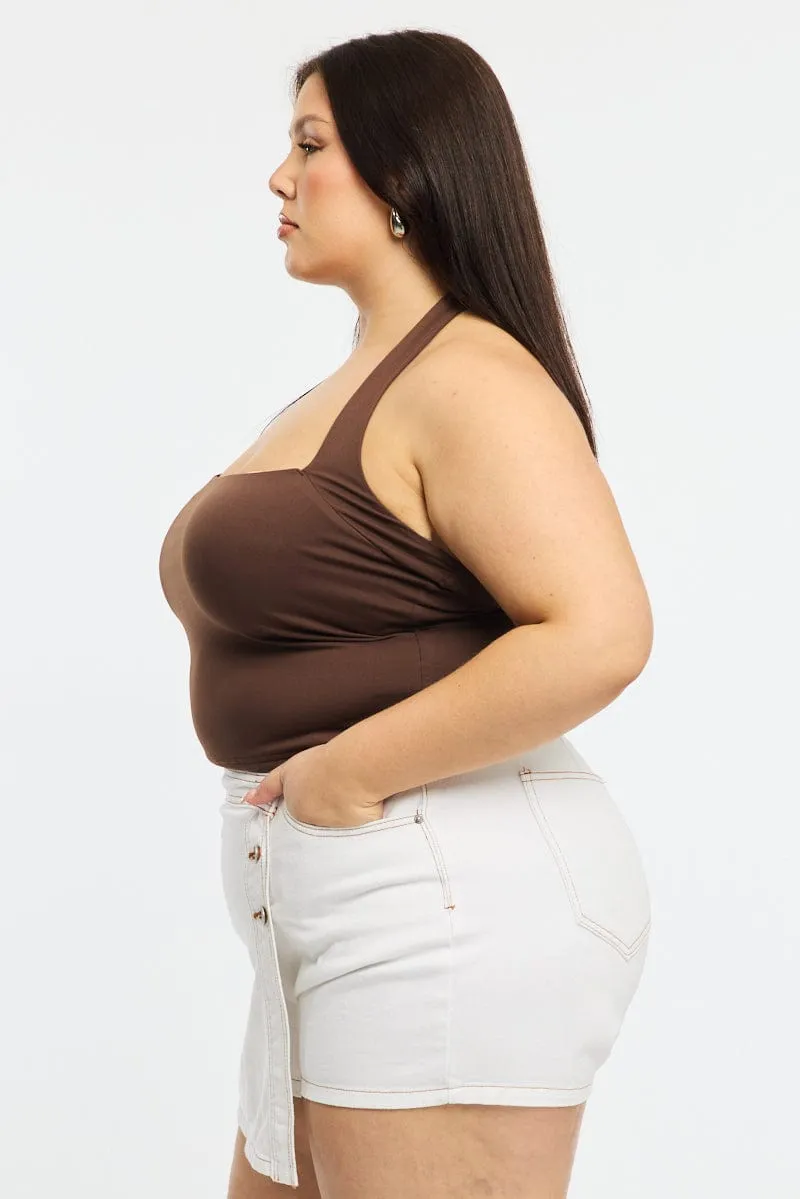 Brown Halter Neck Top Supersoft QuickDrying Self Love