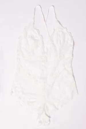 White Lace One Piece Bodysuit Lingerie BreathableFabric Outdoor Footwear