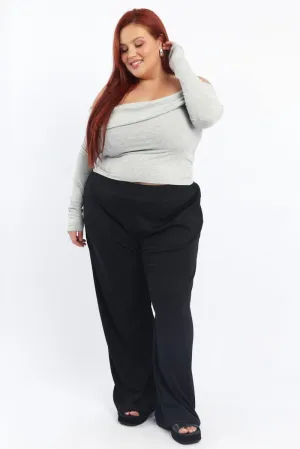 Black Rib Jersey Wide Leg Lounge Pants Urban Cool