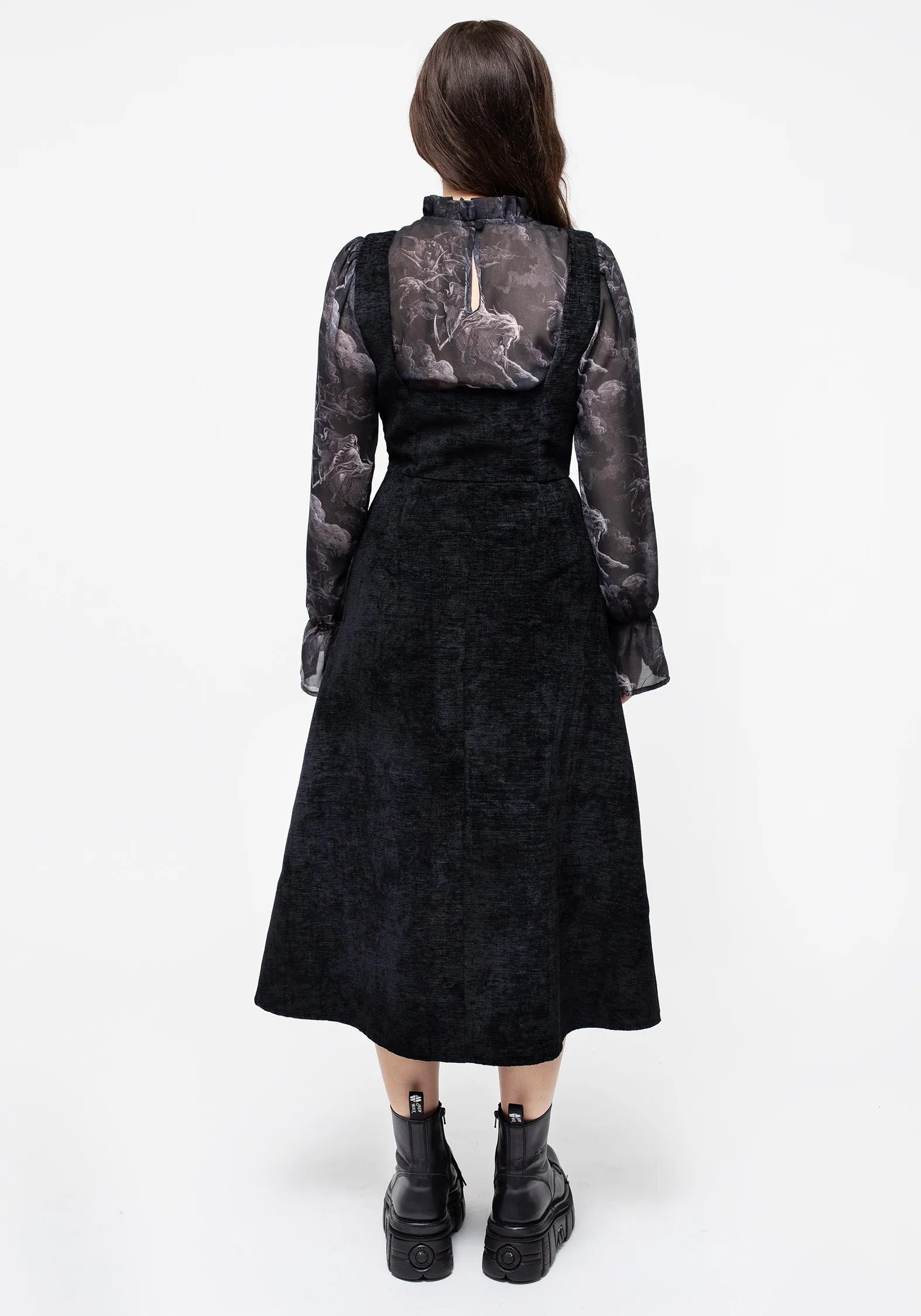 Valar Lace Up Midi Pinafore Dress Earth Smell Polished Look