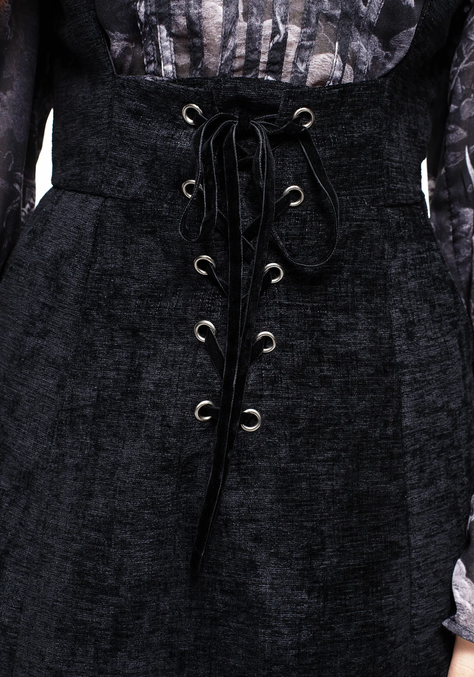 Edgy Youth Casual yet elegant dress Valar Lace Up Midi Pinafore Dress