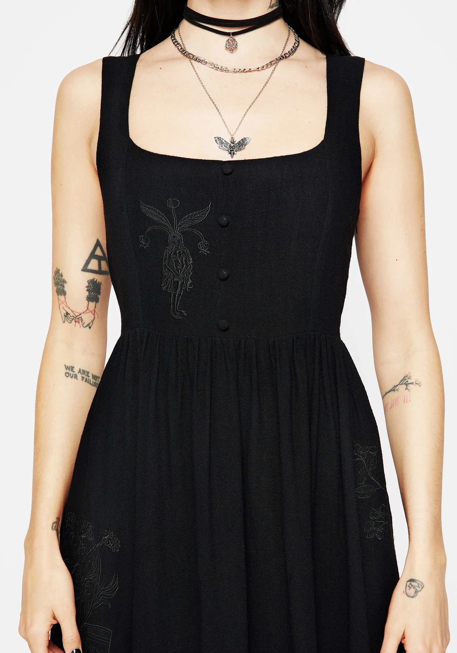 Mandrake Linen-Blend Embroidered Midi Dress skin friendly