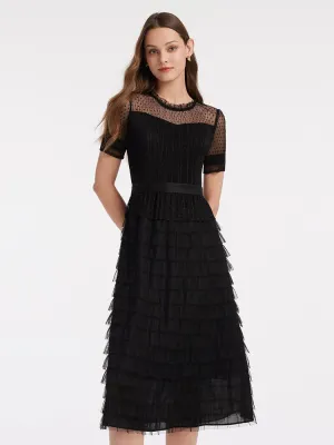 Short Sleeve Tulle Tiered Maxi Dress Mist Valley Gallery Tour