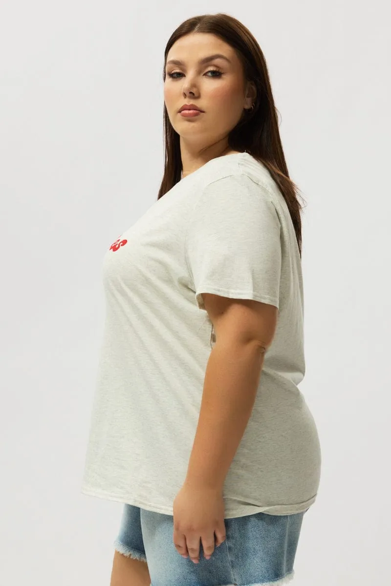 Grey Graphic T Shirt Short Sleeve Crew Neck Chill Design