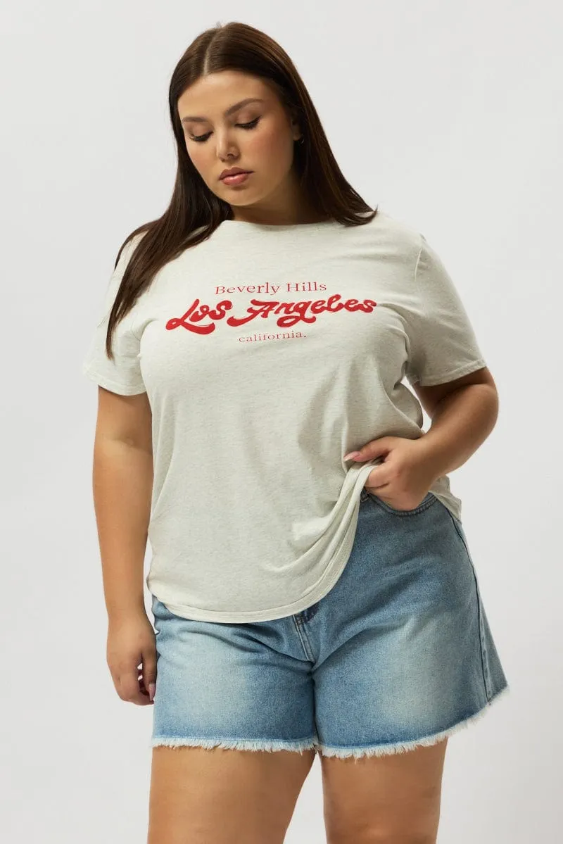 City Casual Grey Graphic T Shirt Short Sleeve Crew Neck