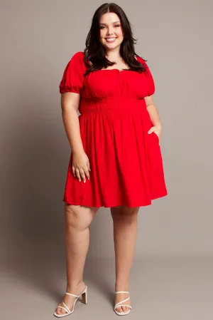 Versatile mini for casual wear Trendy Outfit Red Tie Front Scoop Neck Mini Dress